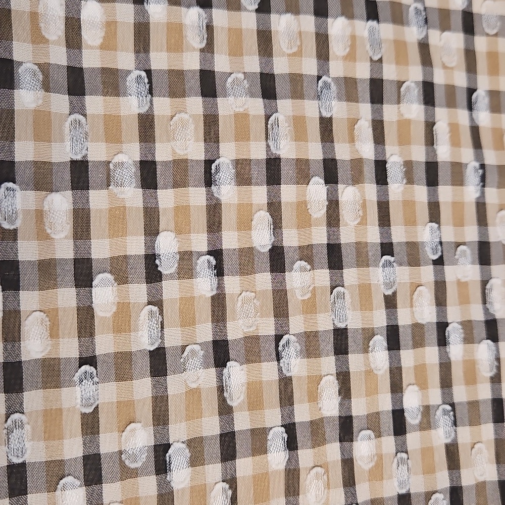 Ann Klein Plaid Popover With Side Slits In Bisqueware Light Coffee Combo - Picture 9 of 12